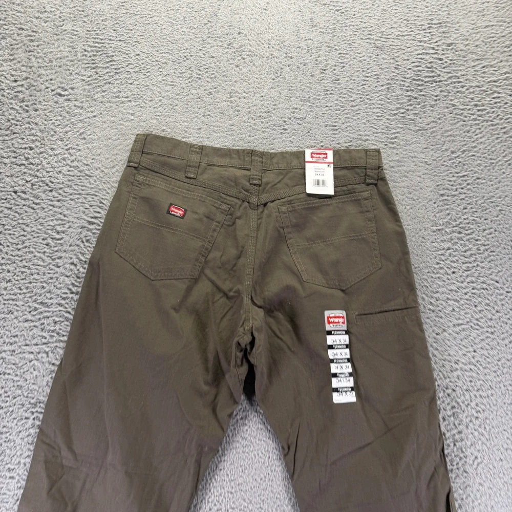 Wrangler Pant Mens 34x34 Green Cotton Ripstop Khakis Straight Utility Technician